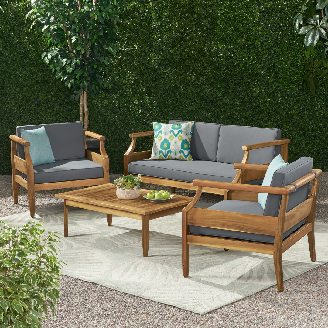 Mcclurg Teak Sofa Seating Group with Cushions